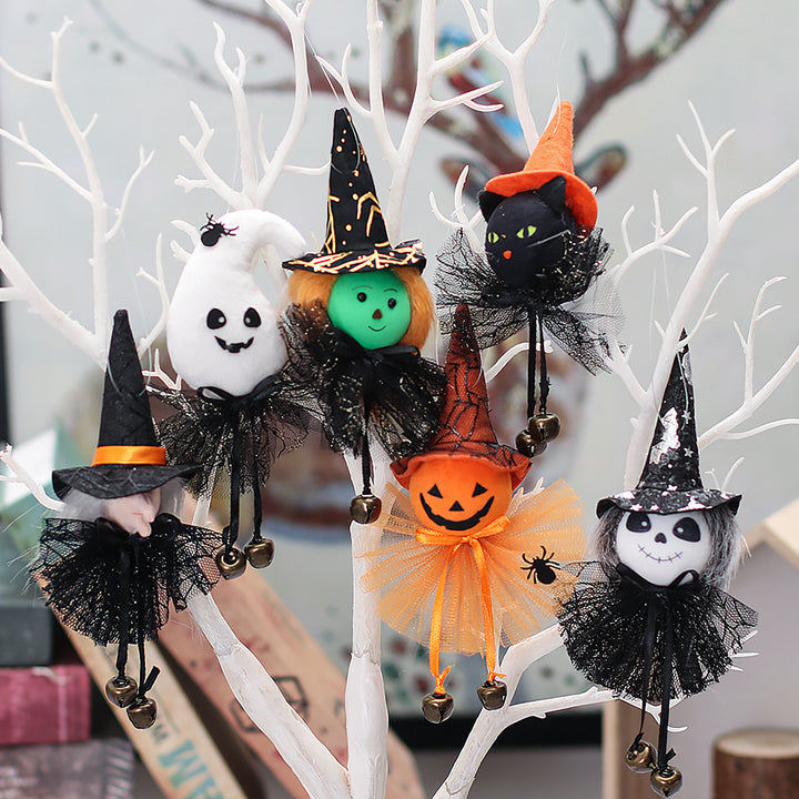 Halloween hair clip with cat face, witch hat and bell