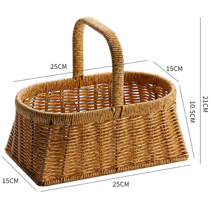 Decorative Woven Storage Basket with Mushroom Emblem Kalsten