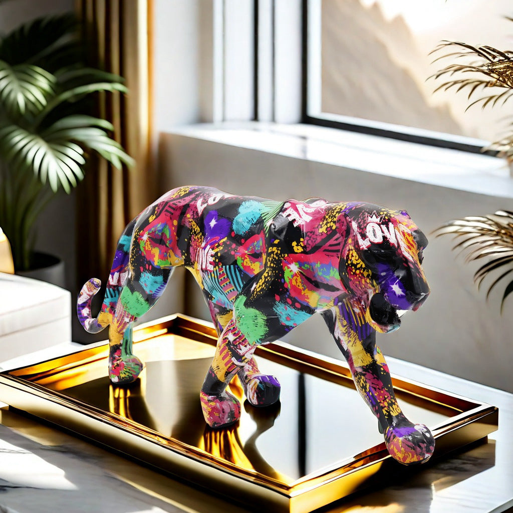 Decorative leopard figure made of resin Kalsten