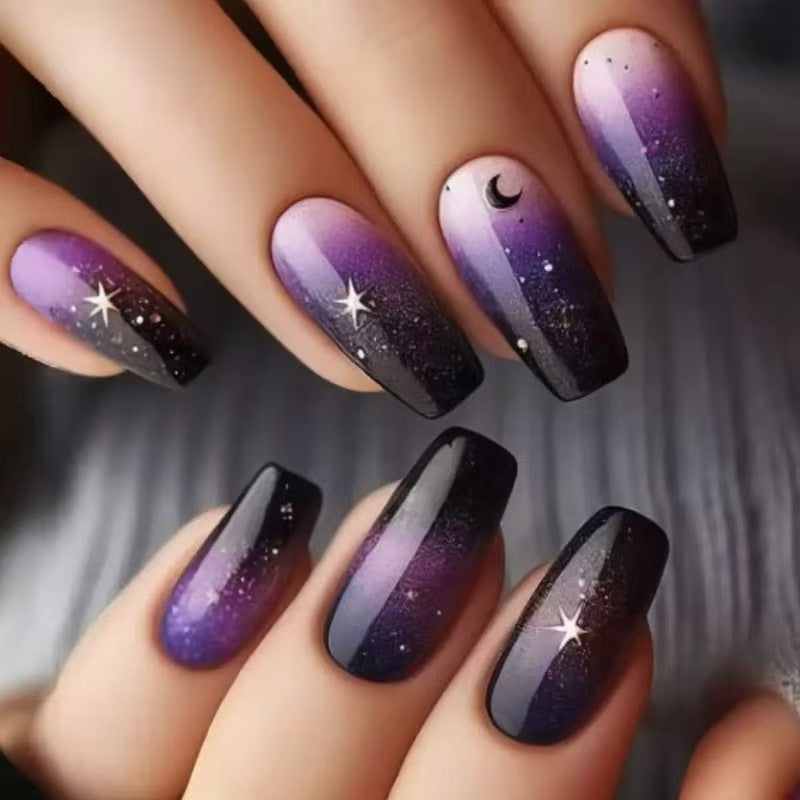 Glamorous artificial nails with starry sky design Kalsten