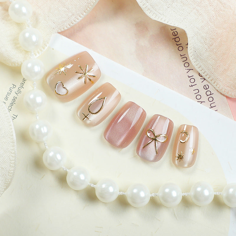 Elegant Glitter-Accent Press-On Nail Set