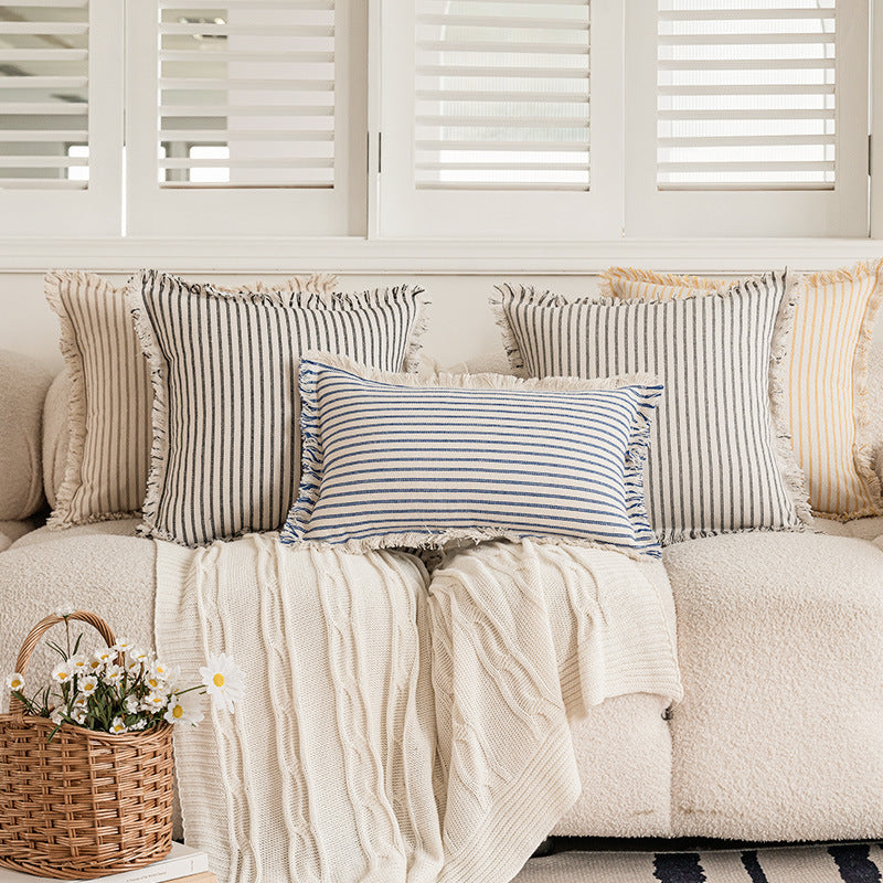 Striped Fringe Decorative Pillow