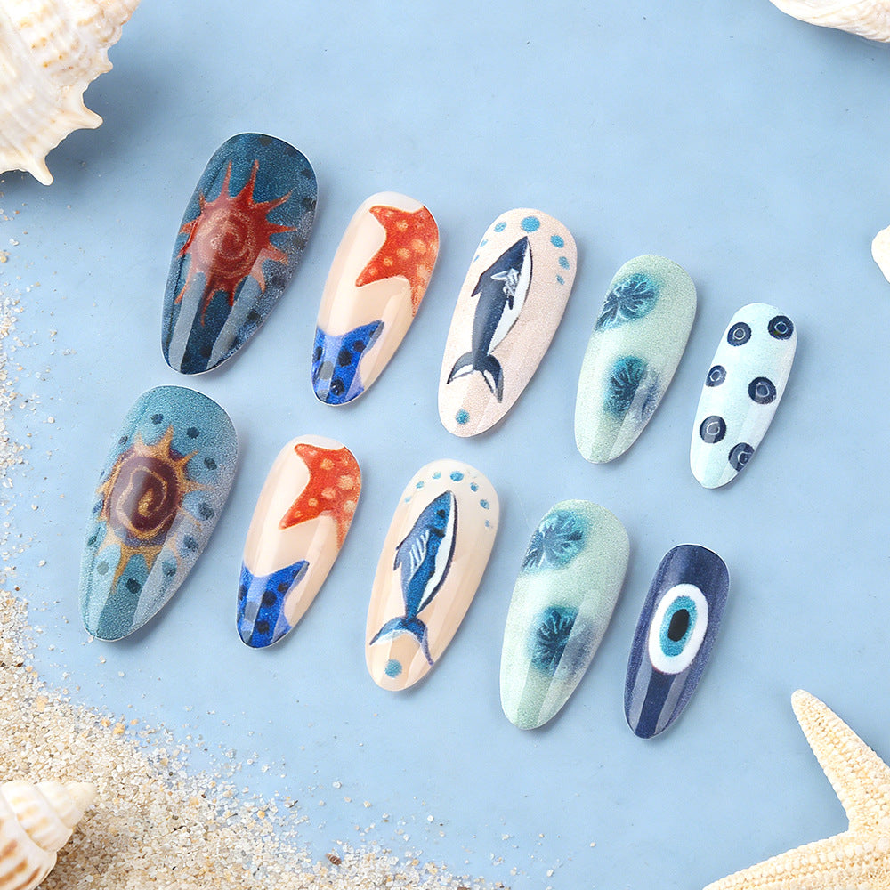 Ocean-Inspired Artistic Press-On Nails Kalsten