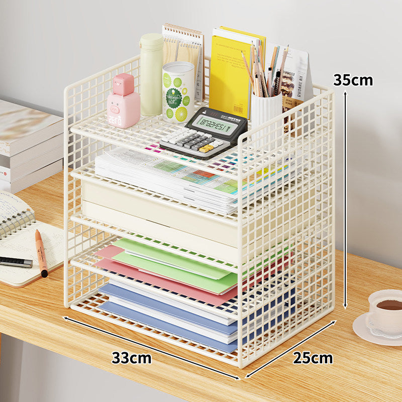 Mesh Two-Tier Desktop Document and Stationery Organizer