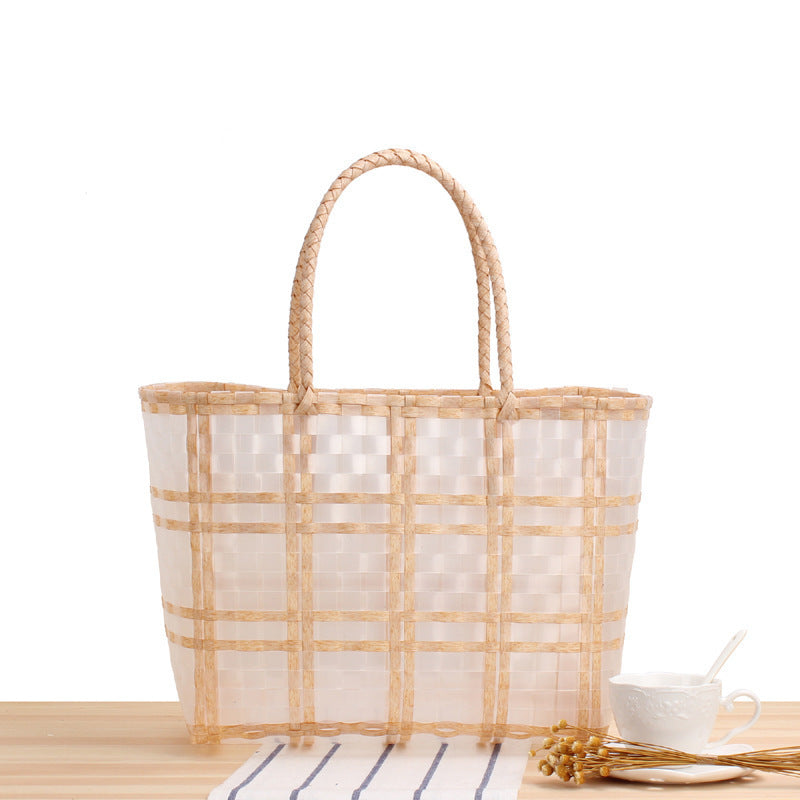 Tote bag with transparent window and braided handles Kalsten