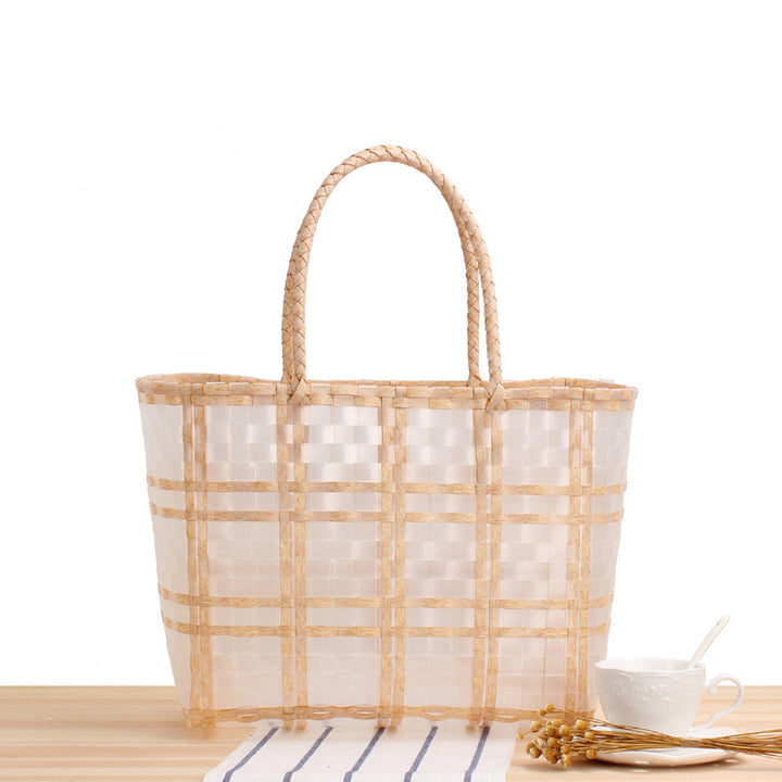 Tote bag with transparent window and braided handles Kalsten