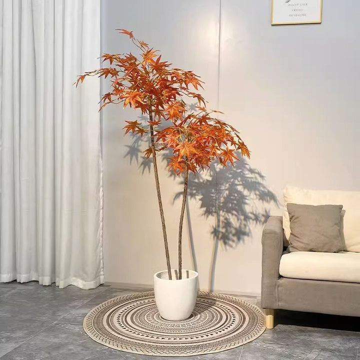 Lifelike Artificial Maple Tree with Decorative Basket