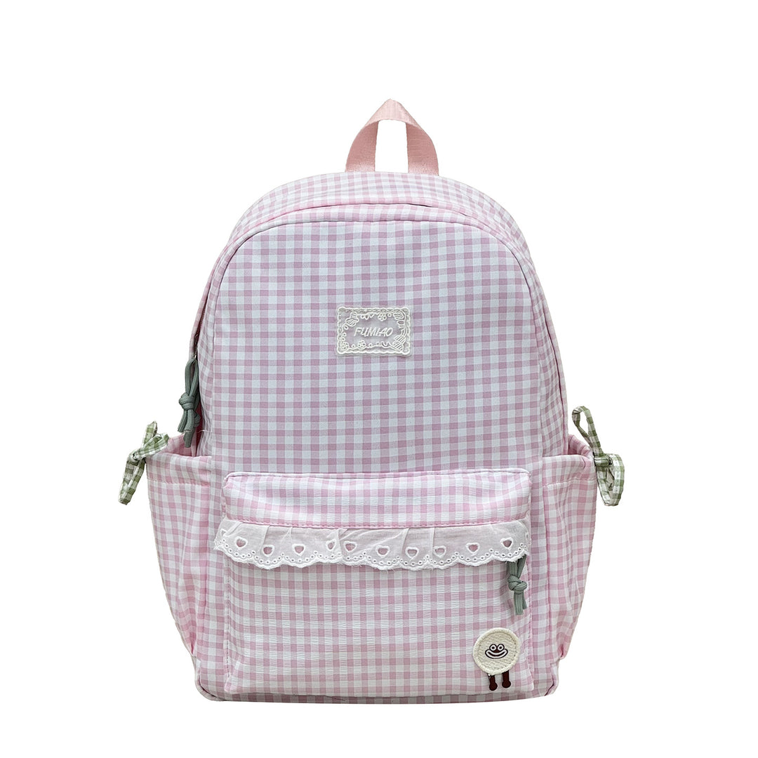 Cute Gingham Print School Backpack Kalsten