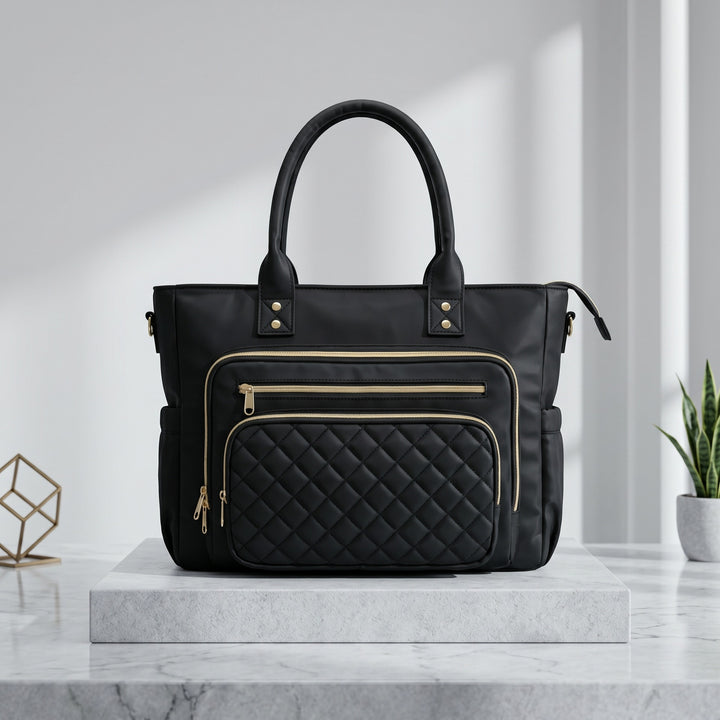 Tote bag with multiple compartments and expandable side pockets Kalsten