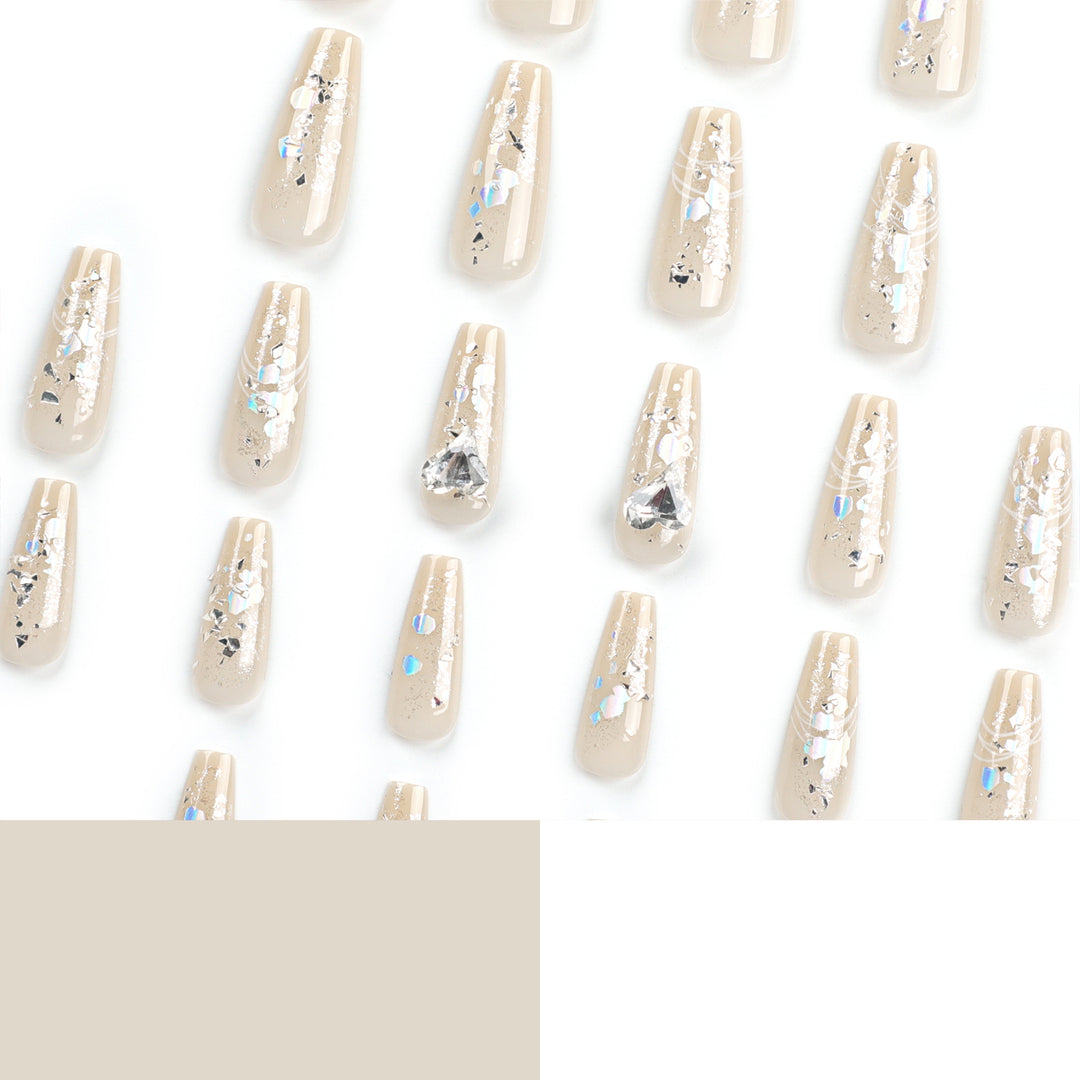 Elegant nail extensions with glitter and flower design Kalsten
