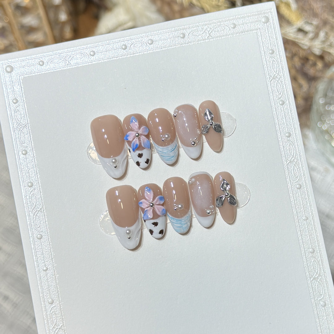 Floral Embellished Press-On Nail Art Set Kalsten 1788224030