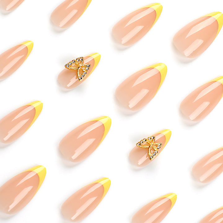 Artful stiletto nails with glamorous butterfly design Kalsten