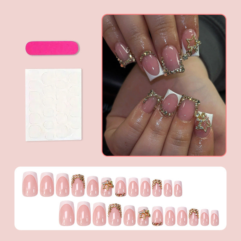 False nail set with glitter accents and holiday design Kalsten