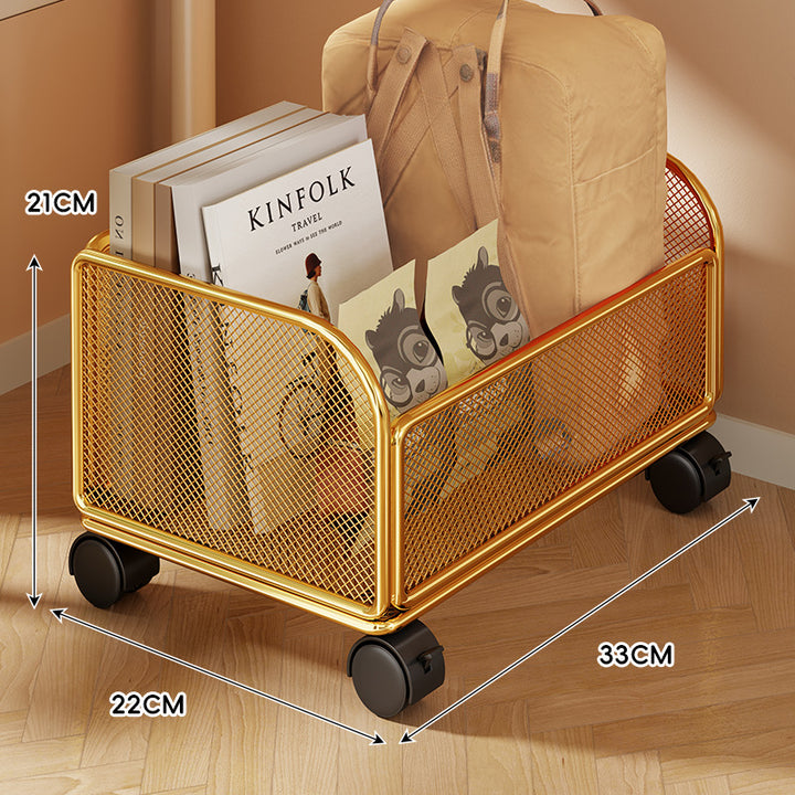 Mesh Rolling Storage Basket with Locking Swivel Casters and Ventilated Wire Frame
