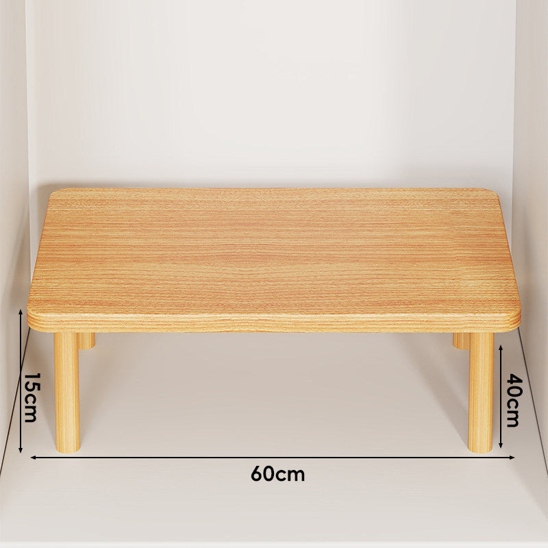 Height-Adjustable Rectangular Wooden Riser Table with Detachable Round Legs