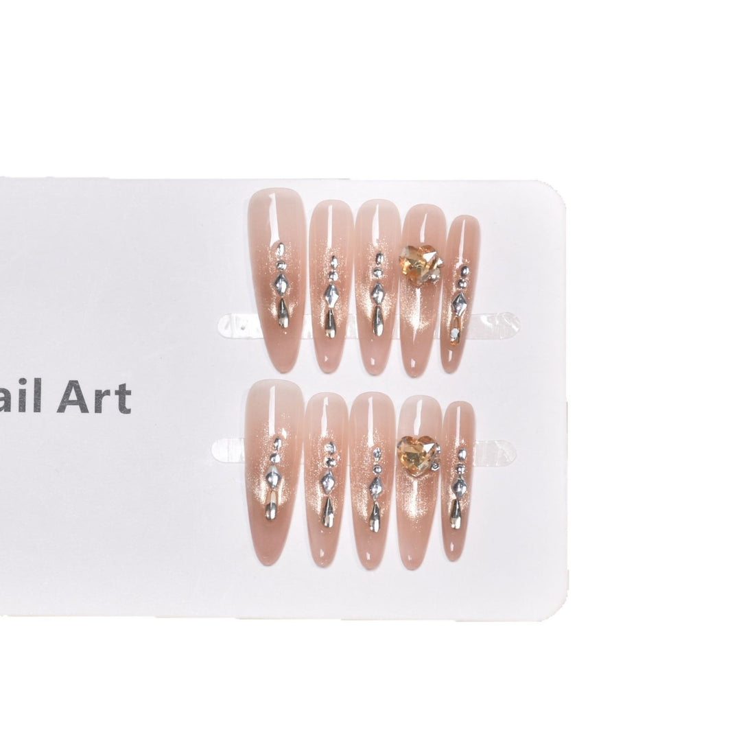 Elegant Rhinestone-Embellished Long Press-On Nail Extensions Kalsten