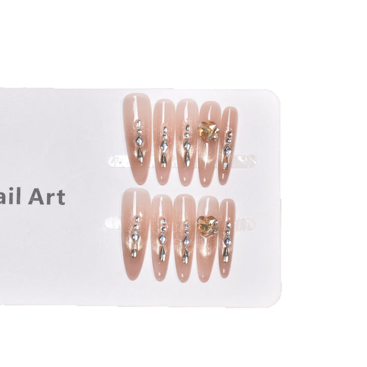 Elegant Rhinestone-Embellished Long Press-On Nail Extensions Kalsten