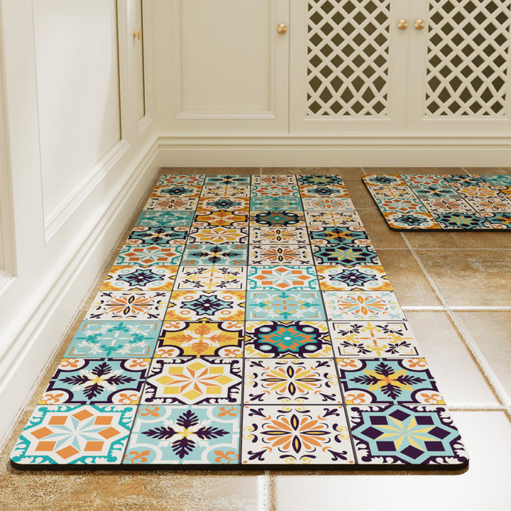 Vintage Tile Design Kitchen Runner Mat Kalsten