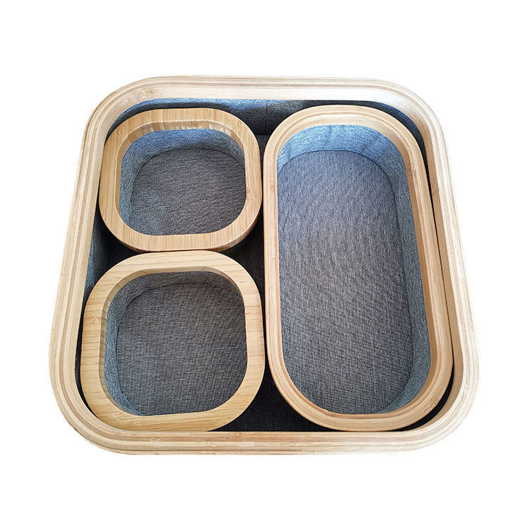 Storage basket set with bamboo frame and fabric inserts Kalsten