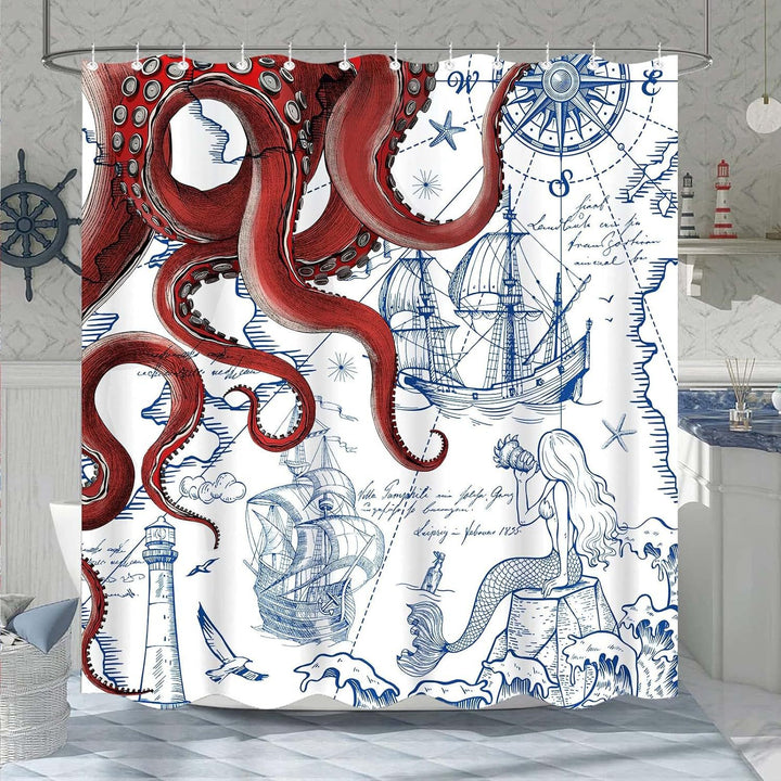 Ocean-Theme Shower Curtain Kalsten