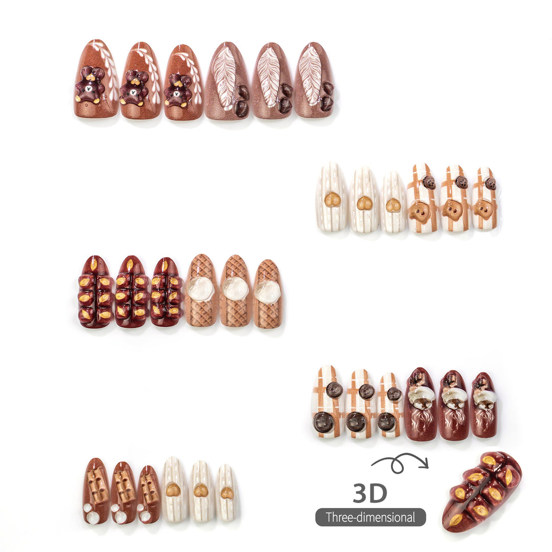 Themed Bear and Heart Press-On Nail Art Set