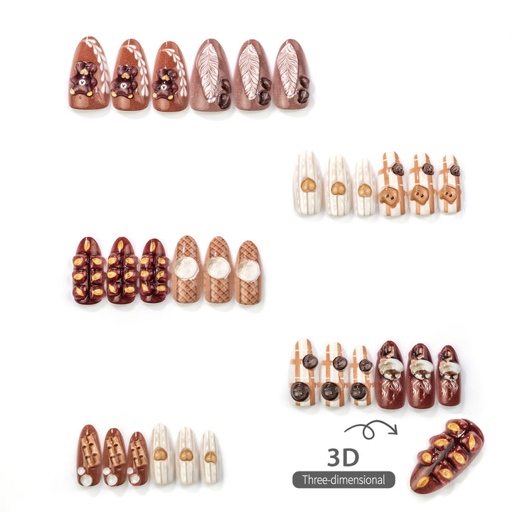 Themed Bear and Heart Press-On Nail Art Set