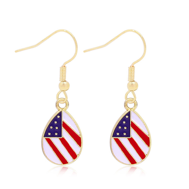 Women's star-shaped enamel earrings with USA flag motif and gold-plated fish Kalsten