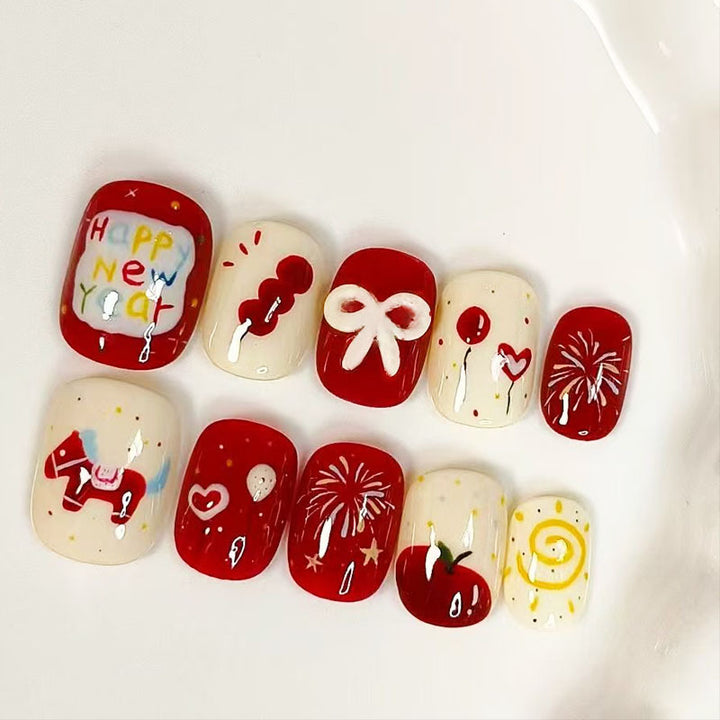 Artistic Cat-Themed Press-On Nail Art Set Kalsten