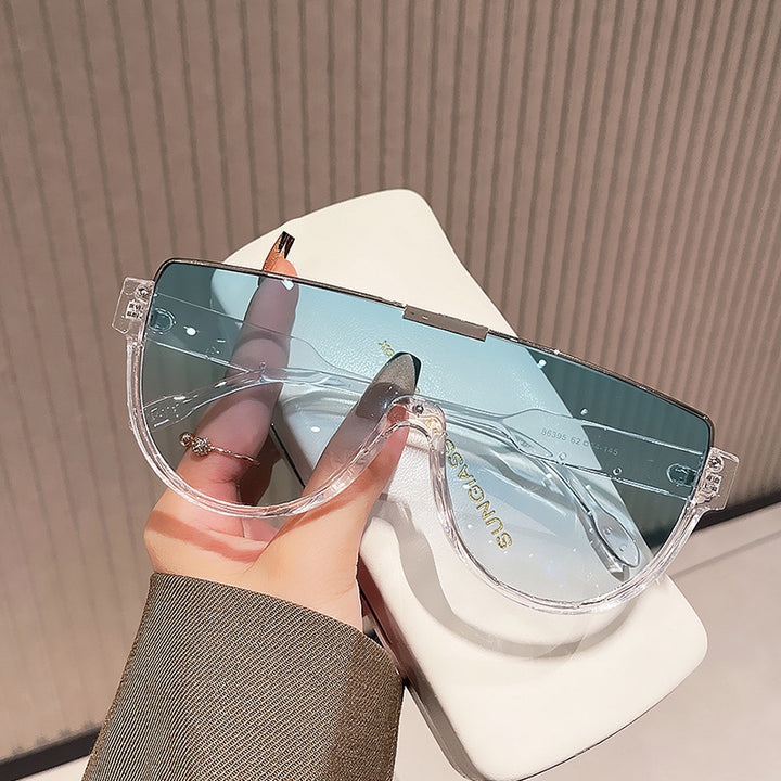 Women futuristic oversized sunglasses with clear full-rim frame Kalsten