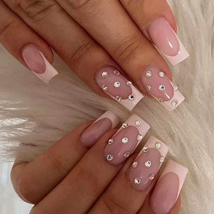 Artful Nail Extensions with Glamorous Rhinestone Decorations Kalsten