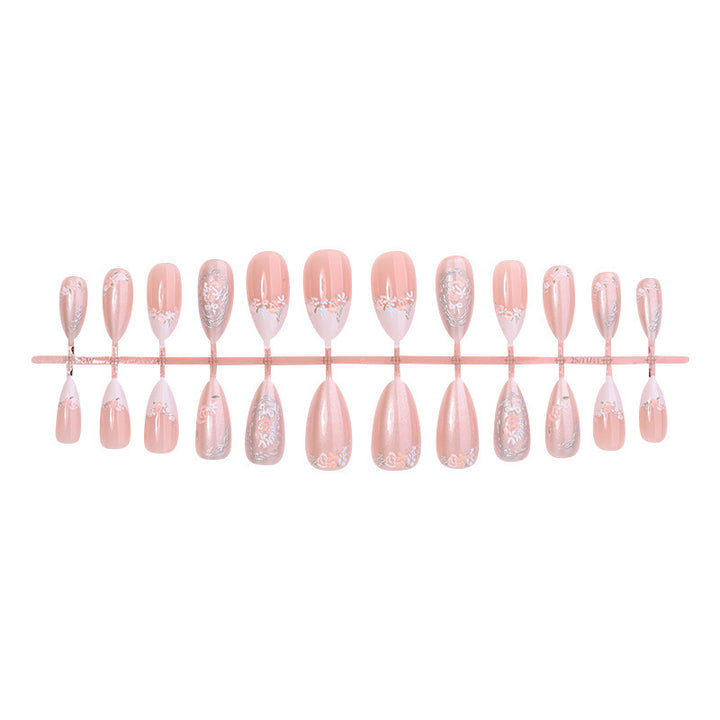 Acrylic nail set with elegant floral and glitter motifs Kalsten