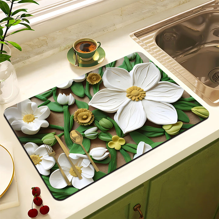 Decorative Floral Kitchen Mat