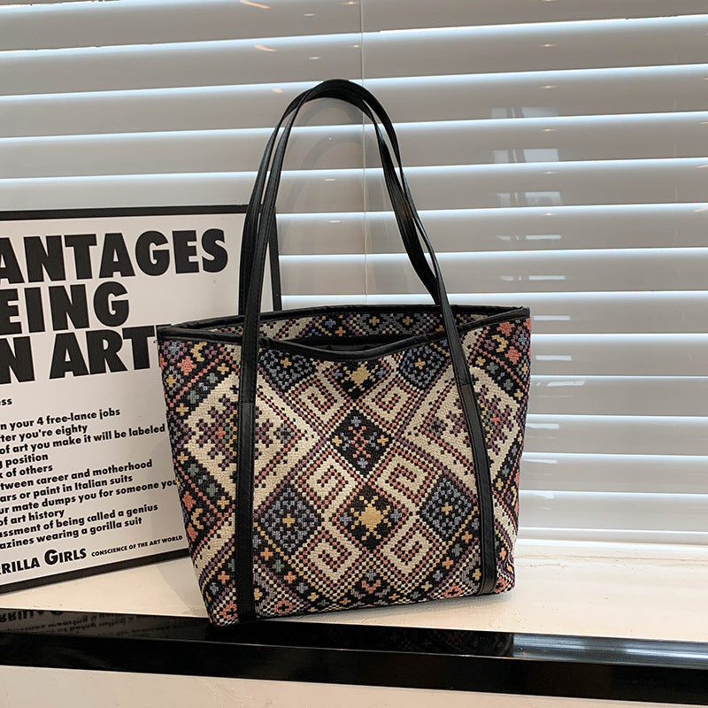 Artistic Woven Tote Handbag