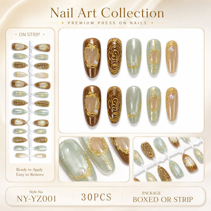 Premium artificial nails with elegant decorations Kalsten