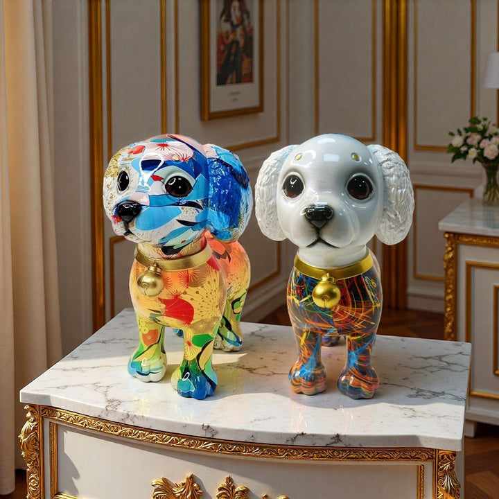 Artful dog sculpture with colorful design Kalsten