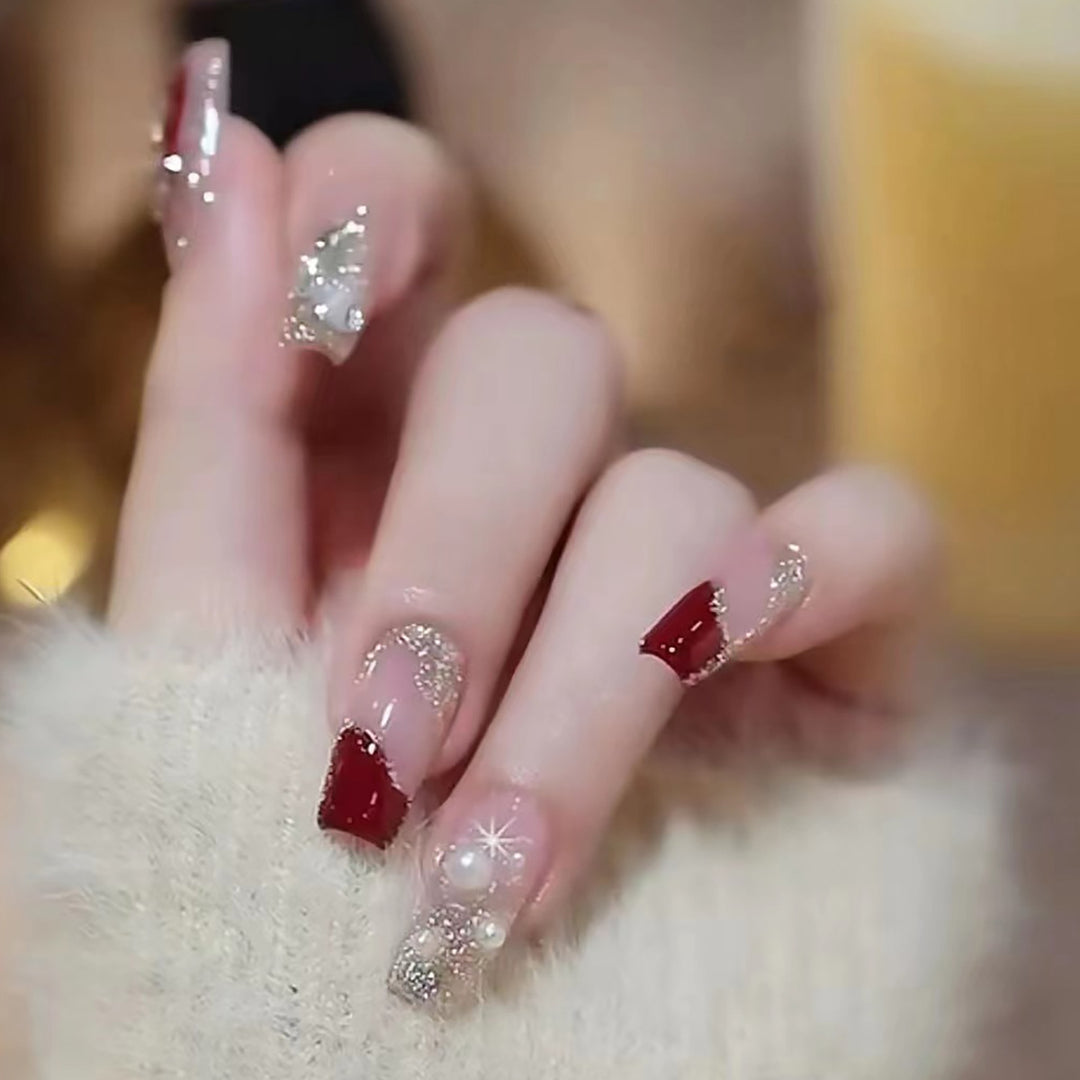 Premium Glittery Stiletto Press-On Nails Kalsten