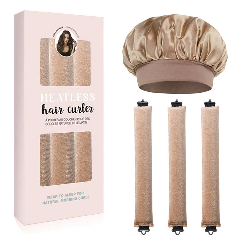 Satin Sleep Cap and Hair Rollers