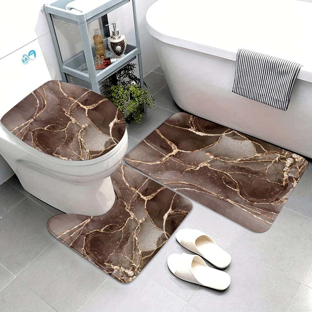 Artistic Marble Print Bath Mat Set