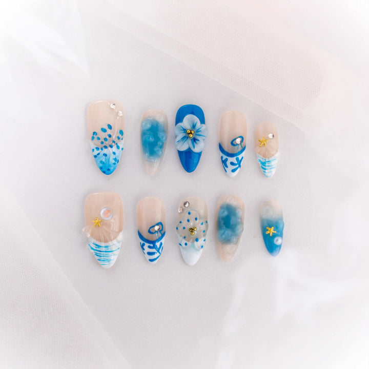 Artistic Floral Decorative Press-On Nail Set