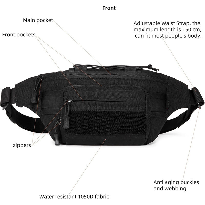 Tactical Waist Bag with Multiple Compartments and Sturdy Attachments Kalsten