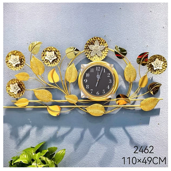 Floral Wall Clock with Decorative Leaf Design Kalsten