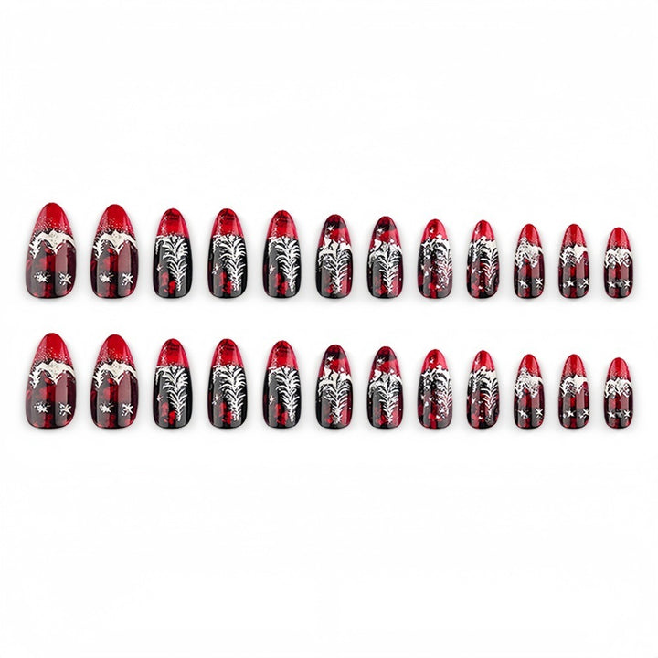 Artificial nails in festive Christmas design with elegant glitter Kalsten