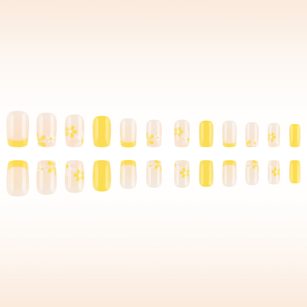 Floral French Tip Press-On Nail Art Kalsten