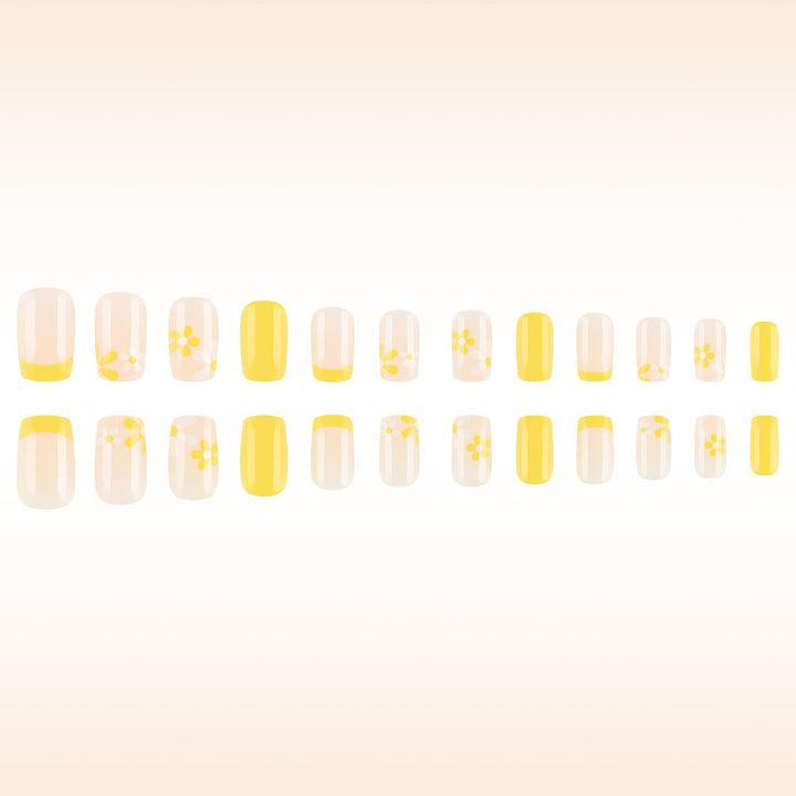 Floral French Tip Press-On Nail Art Kalsten