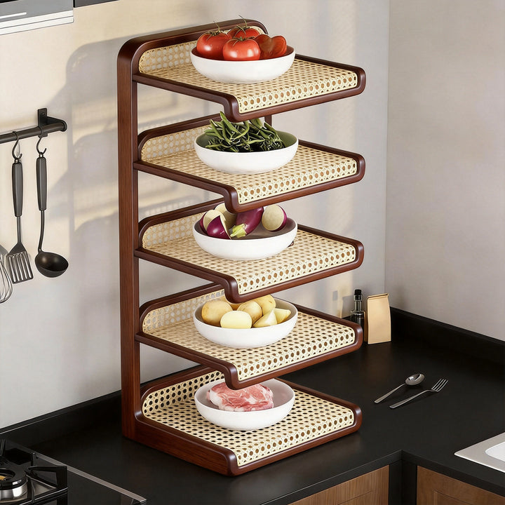 Multi-Tier Vertical Countertop Bowl and Plate Drying Rack with Slanted Wire Shelves