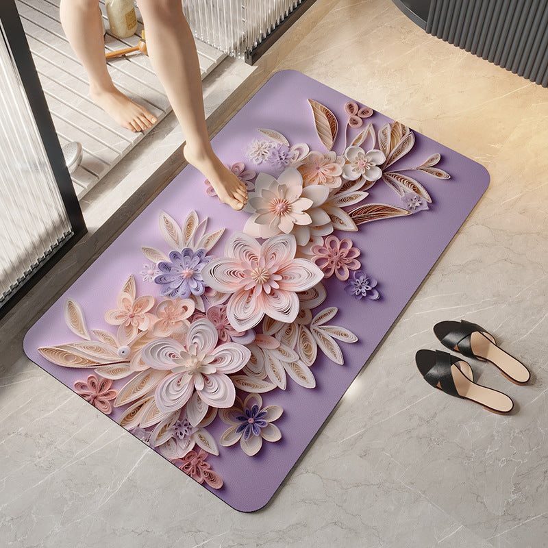 Decorative Floral Bathroom Mat