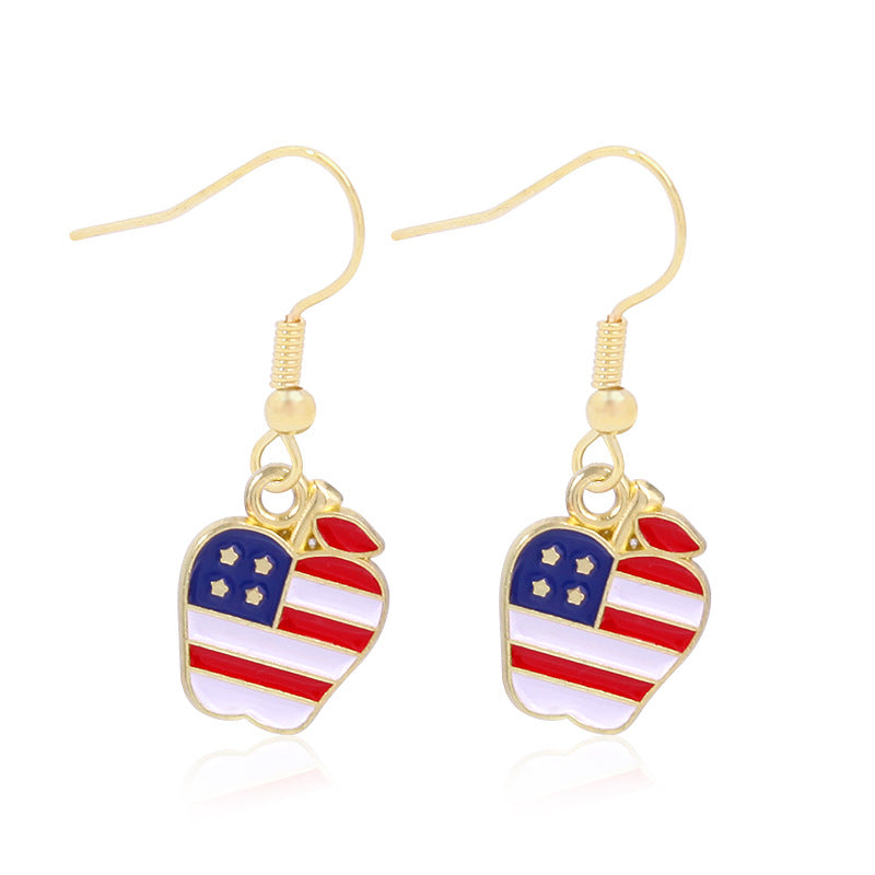 Women's star-shaped enamel earrings with USA flag motif and gold-plated fish Kalsten
