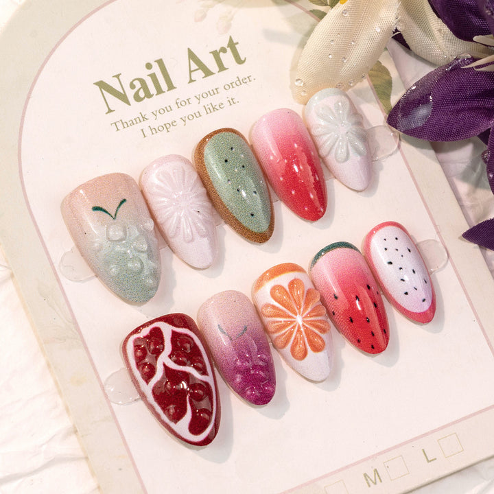 Creative Fruit-Themed Press-On Nail Art Set
