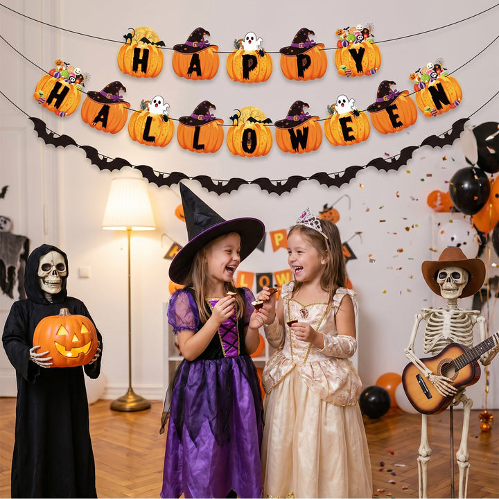 Halloween garland with bat motif