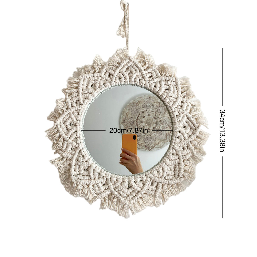 Macrame Wall Mirror with Fringe Detailing Kalsten